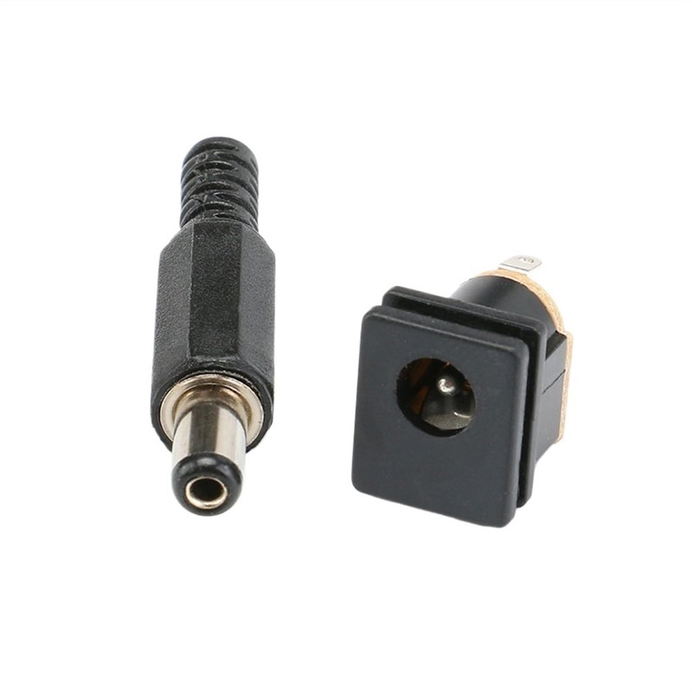 10Pair 5.5X2.1MM DC Power Male Plugs Connector DC022/DC052/DC012 5.5mm*2.1mm Female Socket+Male Nut Mount Adapter(DC-012 5.5X2.1)