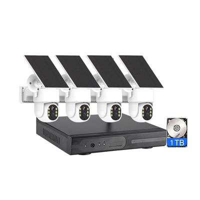 AKAVIG 4CH Solar Power Waterproof Security Camera System with 1T Hard Drive, 4MP Outdoor Solar Energy Wireless WiFi CCTV Surveillance NVR Kit with Two Way Audio, Human Detection