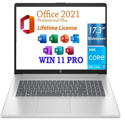 HP 17.3" HD+ Business Laptop, 13th Gen Intel Core i5-1334U (10cores,12 Threads),64GB RAM,1TB PCIe SSD, Free Lifetime Office 2021, HDMI, WiFi 6, BT5,Windows 11 Pro,Silver