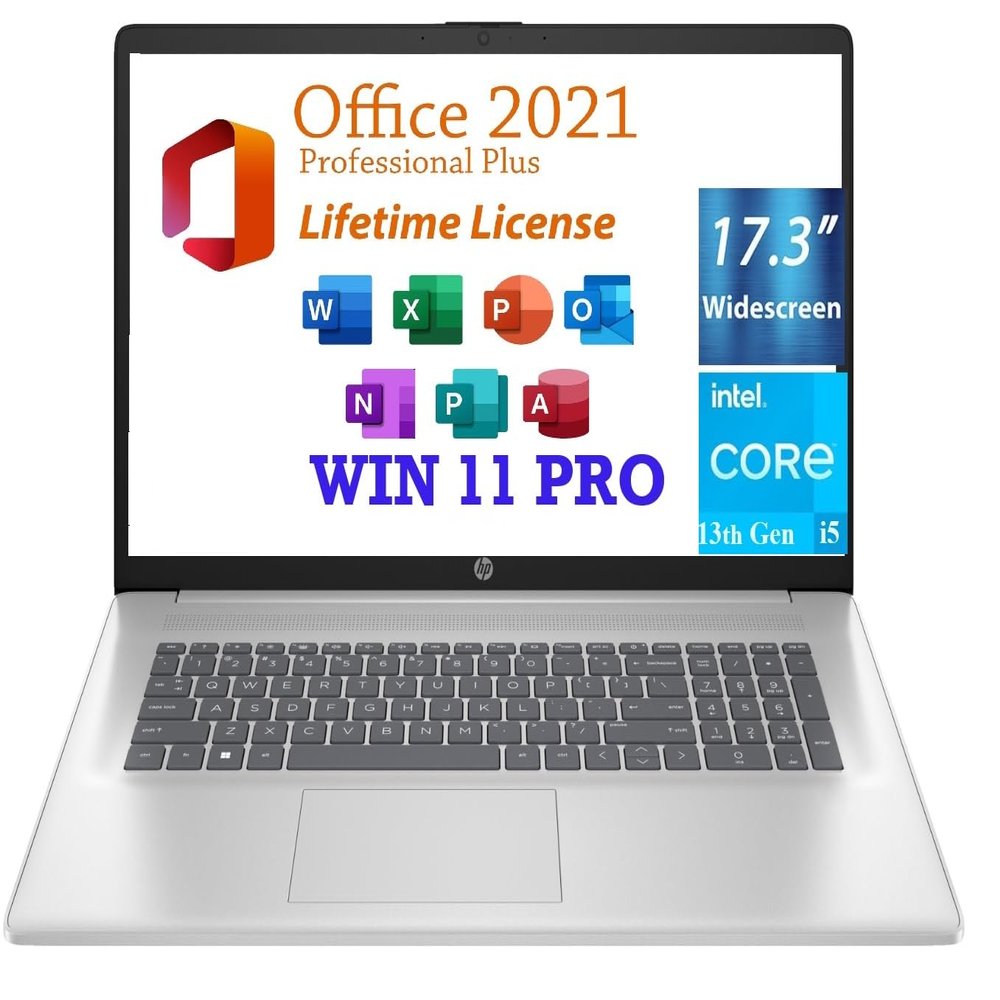 HP 17.3" HD+ Business Laptop, 13th Gen Intel Core i5-1334U (10cores,12 Threads),64GB RAM,1TB PCIe SSD, Free Lifetime Office 2021, HDMI, WiFi 6, BT5,Windows 11 Pro,Silver