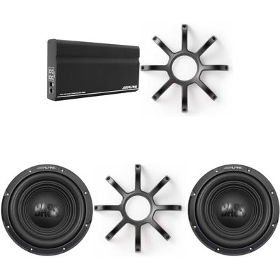 Alpine (2 W10S4 10-Inch Bass Subwoofer w/KTE-10PG Grills & KTA-200M Mono Power Pack Amplifier with PowerStack Capability Bundle