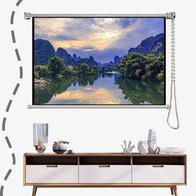 BERWDUXA Roll Projector Screen 60" 72" Manual Pull Down HD Movie Screen, Self-Locking, Wall Mount Projector Curtain 16:9 Format, Wrinkle Free(4:3,30in)