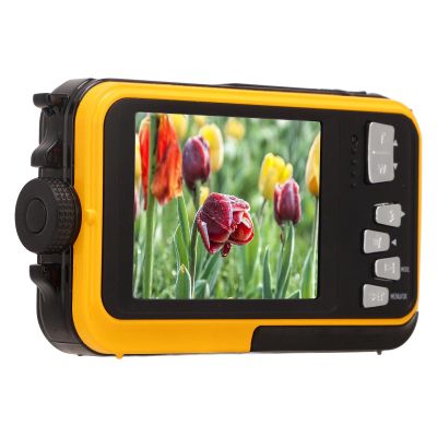 ZJchao Underwater Digital Camera Dual Screens for Diving Snorkeling Swimming Yellow