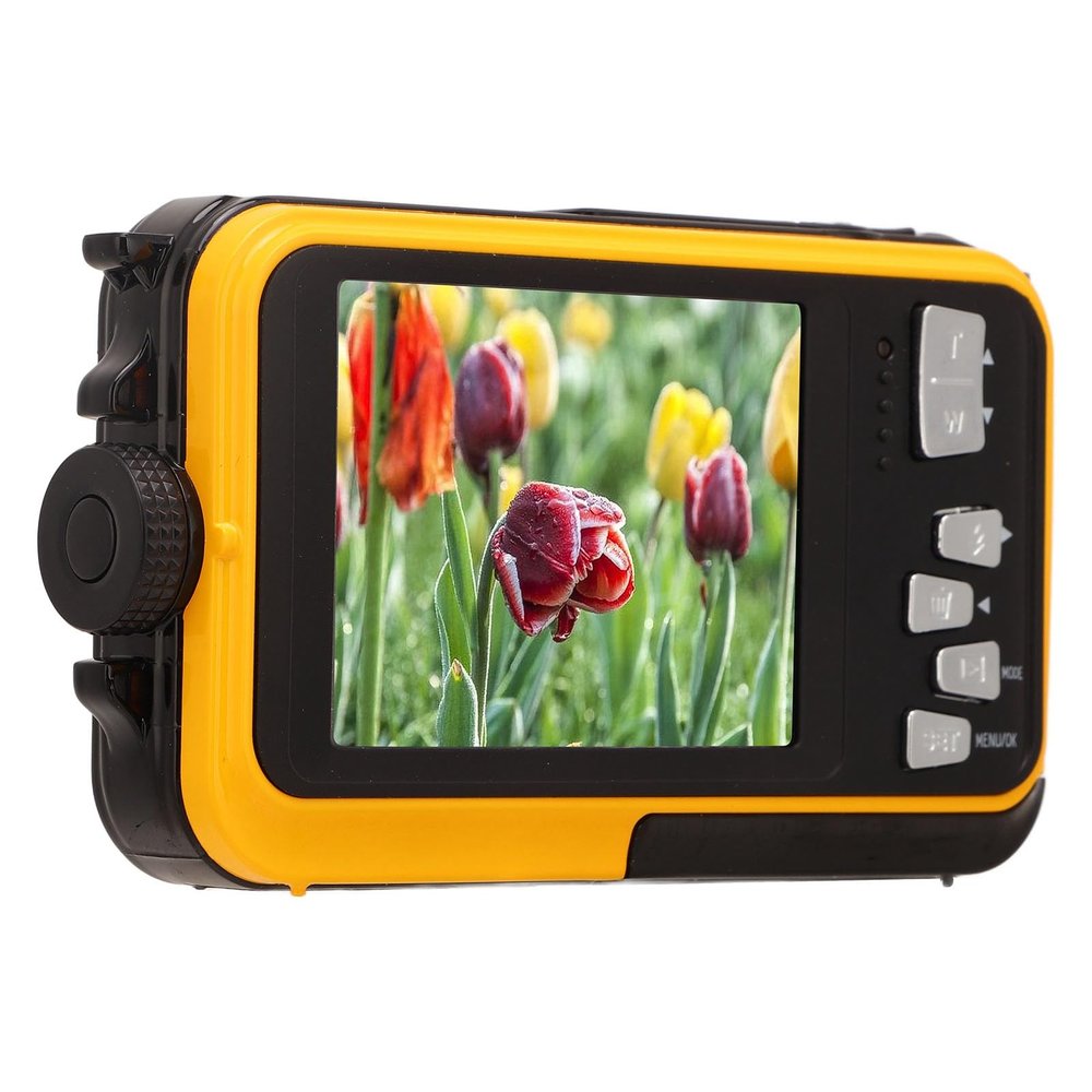 ZJchao Underwater Digital Camera Dual Screens for Diving Snorkeling Swimming Yellow
