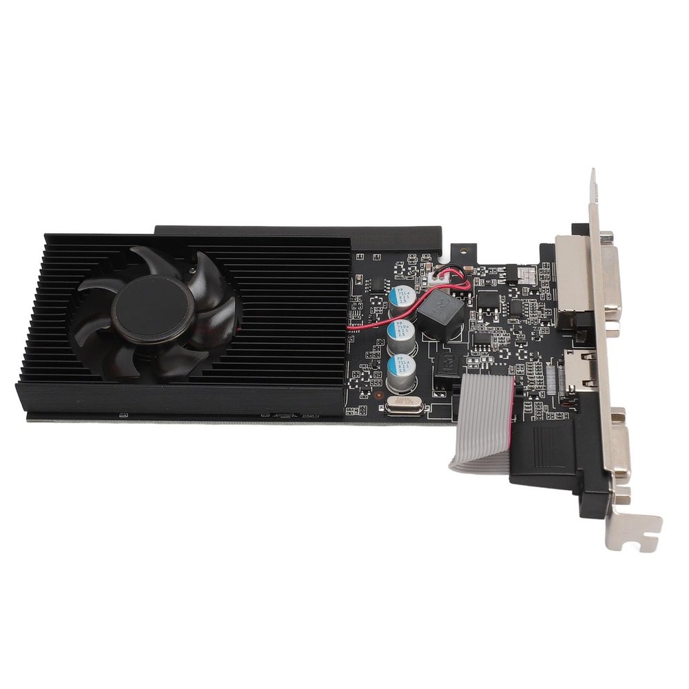1GB 64bit Graphics Card, PCI Express 2.0 16X Easy to Install High Efficiency GT705 Graphics Card Quiet with Cooling Fan for Video Editing