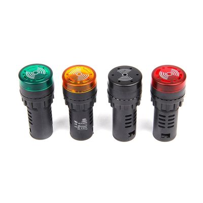 10pcs AD16-22SM Buzzer Intermittent with Light LED Flash Sound and Light Alarm AC and DC12V/24V/AC220V(Green,10PCS_380V)