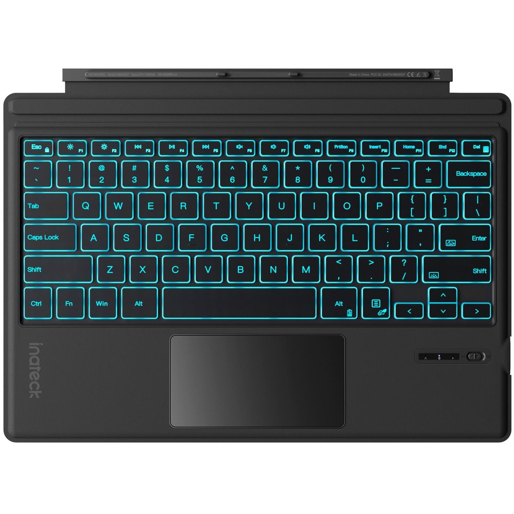 Inateck for Surface Pro 7 Keyboard with Precision Touchpad, Bluetooth 5.3, 7-Color Backlight, Compatible with Surface Pro 7/7+/6/5/4, KB02027 Black