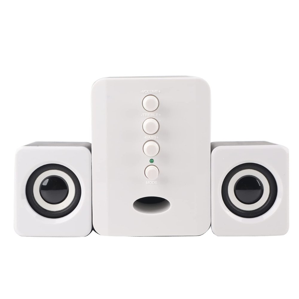 Gavigain Multimedia Speaker System, Mini USB 2.1 Wired Combination Speaker Bass Music Player Subwoofer Pc Stereo Speakers for Music, Movies, Gaming, and Multimedia Computer Laptops (Black White)