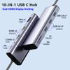 USB C Docking Station Dual HDMI Monitor, Type C to Dual Monitor Adapter, USB Hub 10 in 1 Docking Station 3 Monitors with HDMI/VGA/PD/USB/SD/TF/3.5mm Audio, for Dell XPS/HP/Lenovo/Surface/Yoga Etc view 2