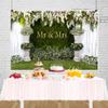 10 * 8ft Mr & Mrs Backdrop for Wedding Arch Flower White Curtain Floral Grass Wall Bridal Shower Photography Background Bride and Groom Ceremony Banner Studio Props view 2