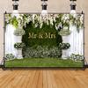 10 * 8ft Mr & Mrs Backdrop for Wedding Arch Flower White Curtain Floral Grass Wall Bridal Shower Photography Background Bride and Groom Ceremony Banner Studio Props view 4