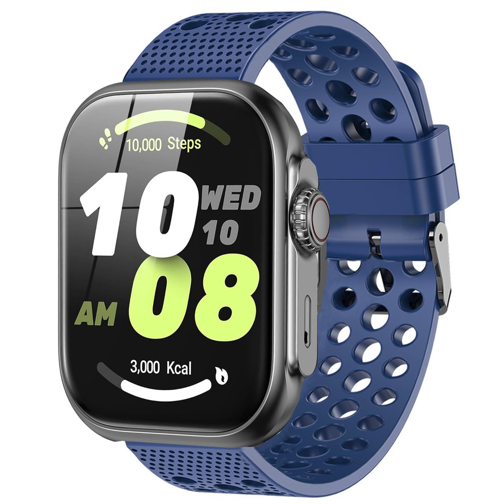 Lamshaw 22mm Silicone Replacement Wristbands Sport Strap with Metal Buckle for Anyloop ALW10, VPSTAY Watch Ultra, Lovouse R68, HALOBOOM G104 Smartwatch (Blue, 22mm size band)