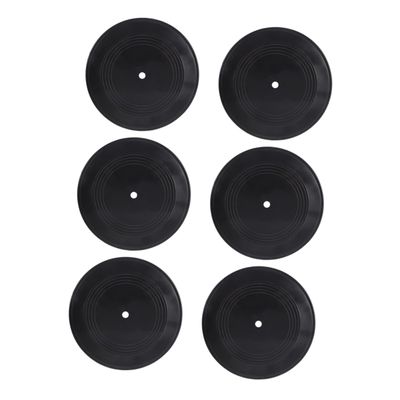 Decorative Vinyl Record Ornaments 6Pcs Plastic Retro Black Wall Decor
