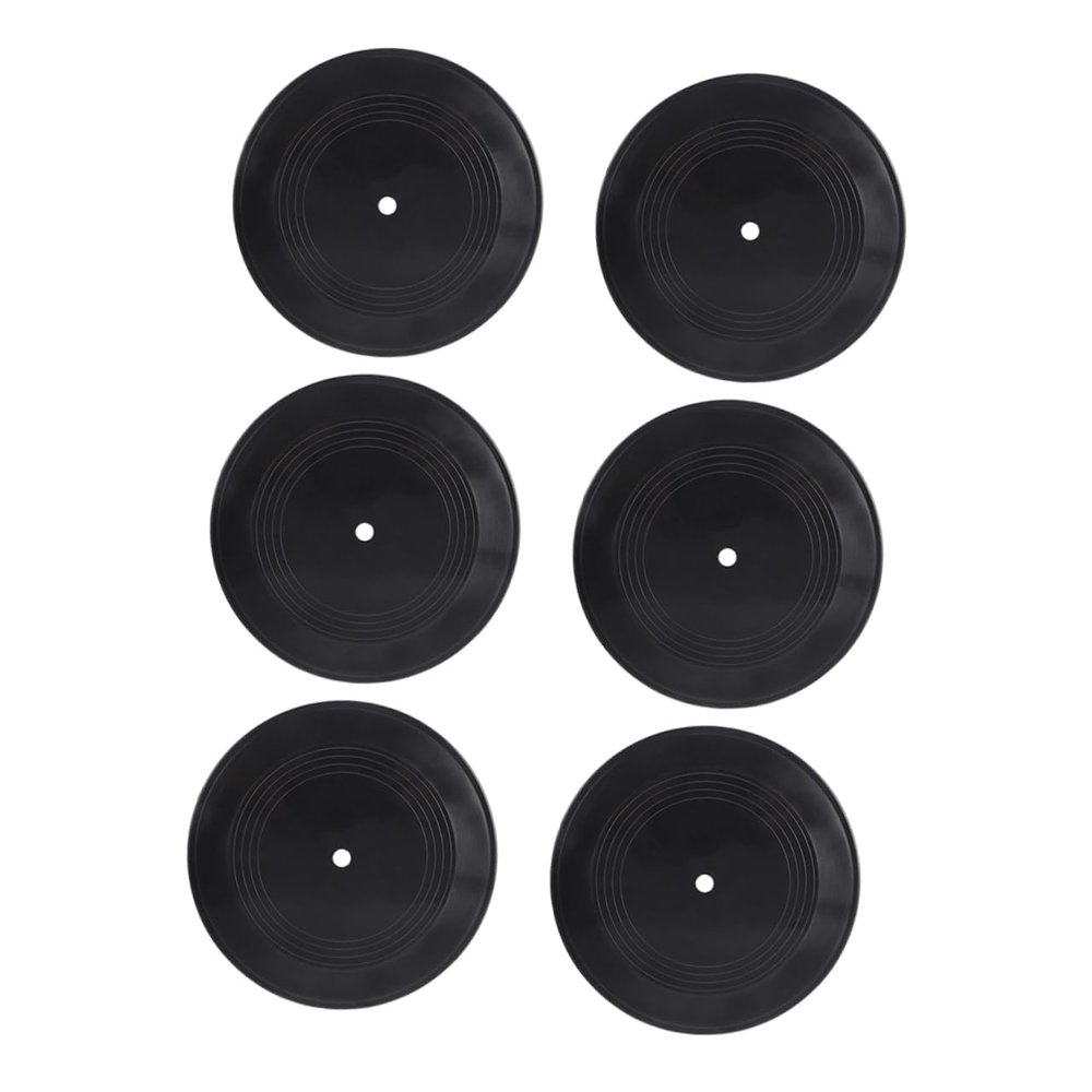 Decorative Vinyl Record Ornaments 6Pcs Plastic Retro Black Wall Decor