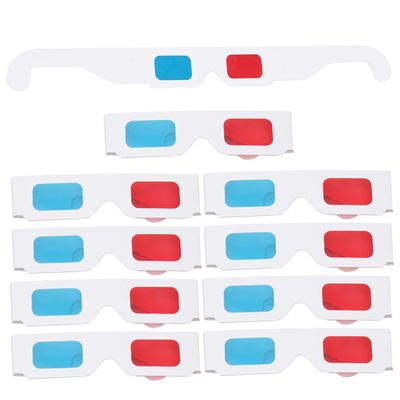 FELTECHELECTR 10pcs Anaglyph Glasses for Movies Lightweight Paper Frame Viewing Glasses and Gaming Stylish Red and for Parties and Events