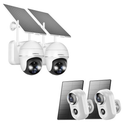 ZUMIMALL Security Cameras Wireless Outdoor - 2Packs, Solar Camera Outdoor Wireless, 2.4G WiFi Battery Camera, 3MP Color Night Vision, Magnetic Mount, Siren,PIR/AI Analyse, IP66, Cloud, Alexa