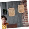 ROMISBABA Woven Pendant Lamp Shade Handmade Rustic Chandelier Cover for Room Bedroom and Dining Areas Easy to Install Softens Bright Light Lightweight Design view 2