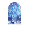 Ice Castle Arched Backdrop Cover Double-Sided Winter Wonderland and Fantasy Castle Design for Winter Party Celebration Princess Birthday Decor Elastic Spandex Cover (G-3518,7.2x4ft) view 2