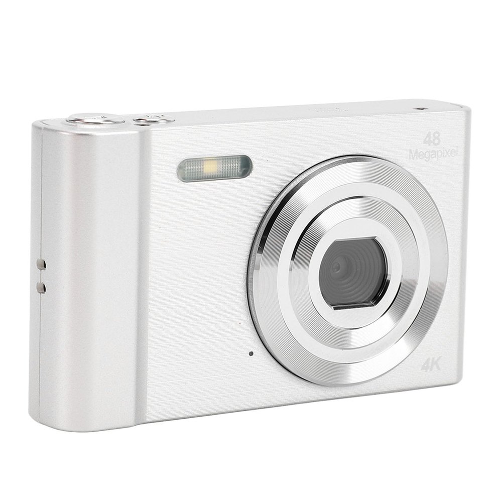 4K 48MP Digital Camera,Professional CMOS Sensor,16X Zoom Digital Camera,2.4 Inch IPS Small Camera,Supports Up to 128G Memory Card,Compact Camera for Tra (Silver)