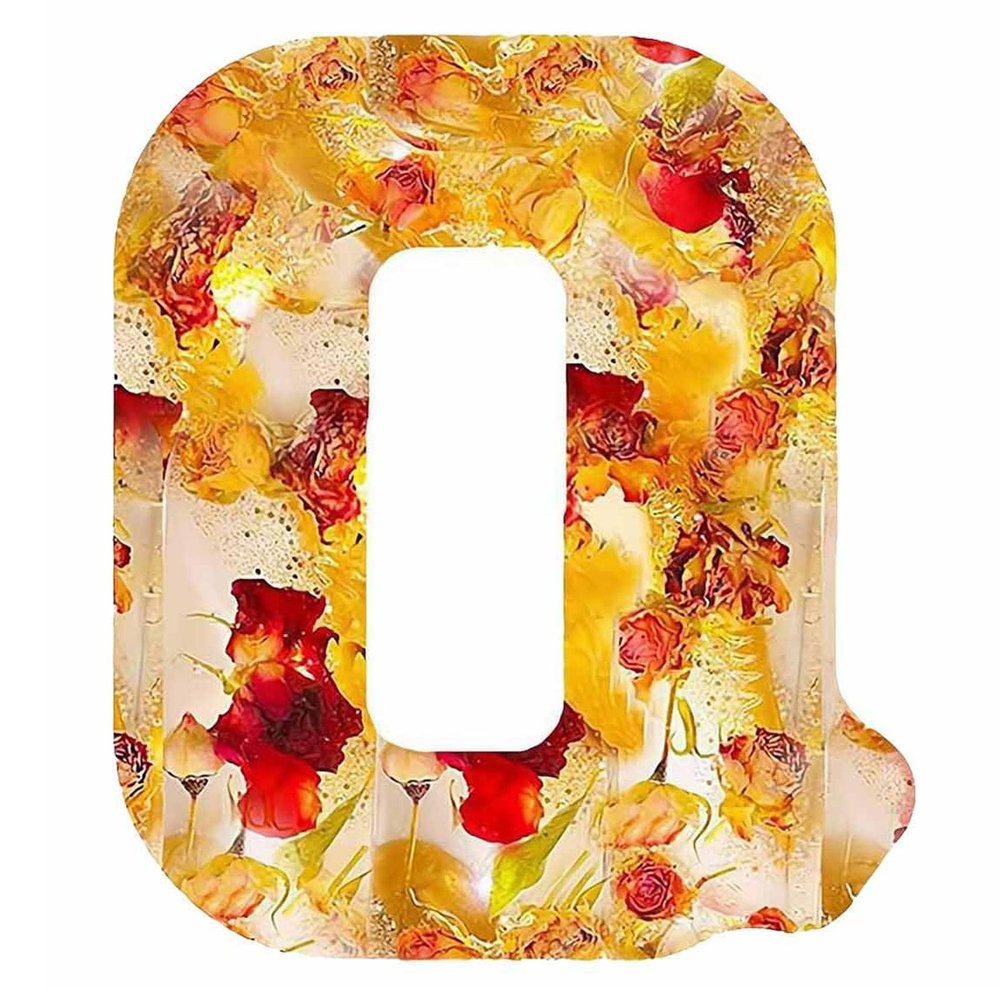 Handmade Floral Night Light - Floral Resin Night Light,Pressed Flower Resin Letters Nightlight with LED Light,DIY Handmade Custom Letter Decortions Lamps for Women Girls Gift (Q)