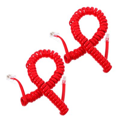 Uonlytech 2pcs Coiled Telephone Cord for Desk Phones Soft Flexible Compatible Landline Telephones for Home Office Use