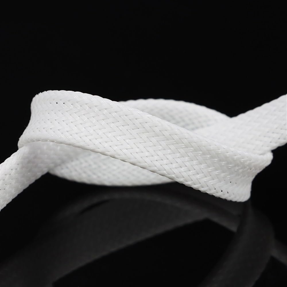 EASYFA White PET Braid Sleeve 2/4/6/8/10/12/14/16/20/25/30/35/40/50/60mm High Density Insulated Snake Skin Cable Wrap Sheath(40MM*10METER)