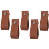 WOONEKY 5pcs Pu Leather Cabinet Handles Flexible Drawer Pulls for Dresser Knobs Brown Litchi Grain for Kitchen Bathroom and Living Room Furniture view 1