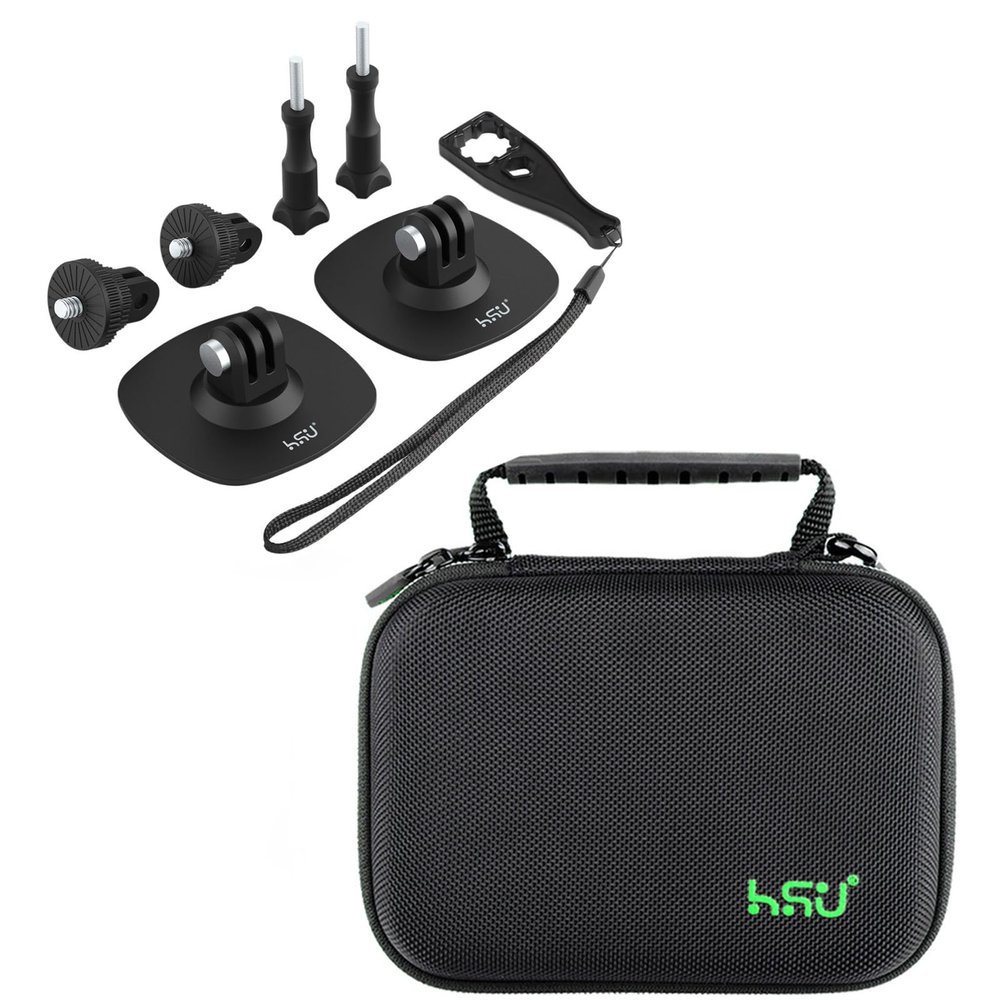 HSU Carrying Case and Flexible Adhesive Mount Kit for GoPro