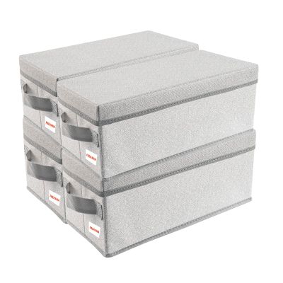 CD/DVD Storage Box Universal, Stackable CD/DVD Organizer with lid, Blu-ray disc Media Holder, Video Game Disk, Album, 4Pack can Hold 180cd / 80dvd Beige