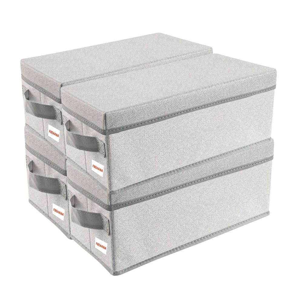 CD/DVD Storage Box Universal, Stackable CD/DVD Organizer with lid, Blu-ray disc Media Holder, Video Game Disk, Album, 4Pack can Hold 180cd / 80dvd Beige