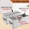 CD/DVD Storage Box Universal, Stackable CD/DVD Organizer with lid, Blu-ray disc Media Holder, Video Game Disk, Album, 4Pack can Hold 180cd / 80dvd Beige view 2