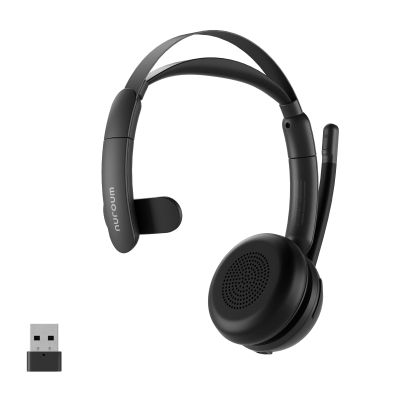 NUROUM Wireless Headset with Mic for Work, Trucker Bluetooth Headset with Noise Cancelling Microphones, Single Ear, Dongle, Multi-Point/Mute, 45H Playback for Call Center/Work from Home/Office HP31SU