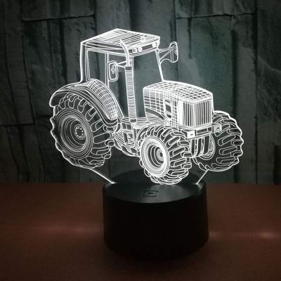 3D 7 Color USB LED Night Light Changing Dynamic Acrylic Board Tractor Car Light for Home Decoration