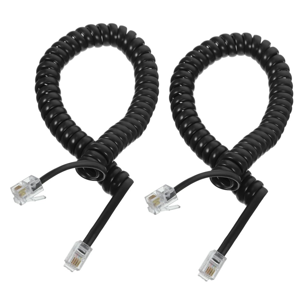 FELTECHELECTR 2pcs Coiled Telephone Cord for Landline Flexible Durable Design with Signal Transmission Essential Telephone Accessories for