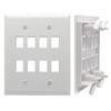 DIYTECH Keystone Wall Plate, Built-In Mounting Bracket, 2 Gang, Supports Jack or Modular Inserts, In Wall Patch Panel - White (8 Port) view 1