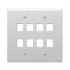 DIYTECH Keystone Wall Plate, Built-In Mounting Bracket, 2 Gang, Supports Jack or Modular Inserts, In Wall Patch Panel - White (8 Port) view 2