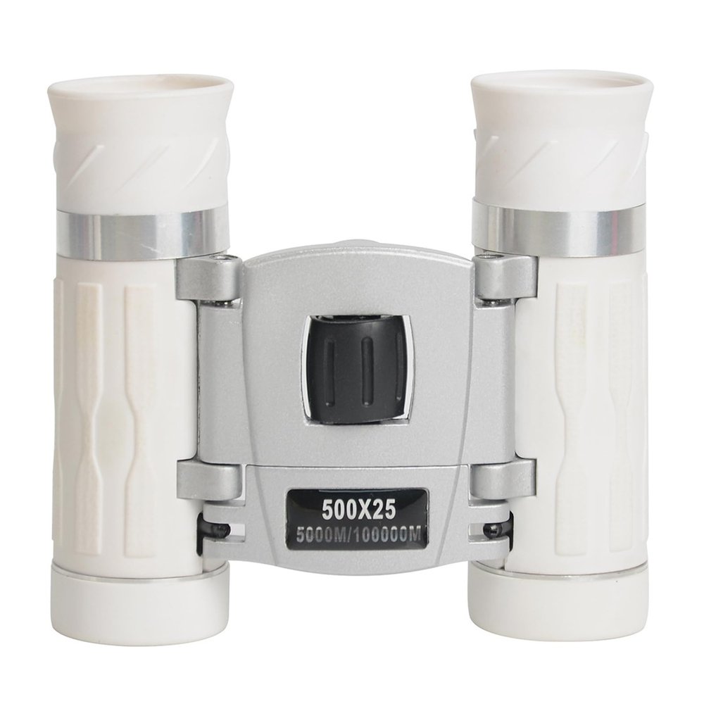 500x25 Compact Binoculars for Adults and Kids, High Powered Mini Pocket Binoculars, Waterproof Small Binoculars for Bird Watching, Concert, Traveling,White