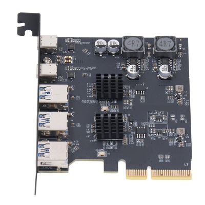 10Gbps USB 3.2 Expansion Card with 3 Type A, 2 Type C Ports, PCIe 4X for Computer Motherboard, Compatible with 10 11