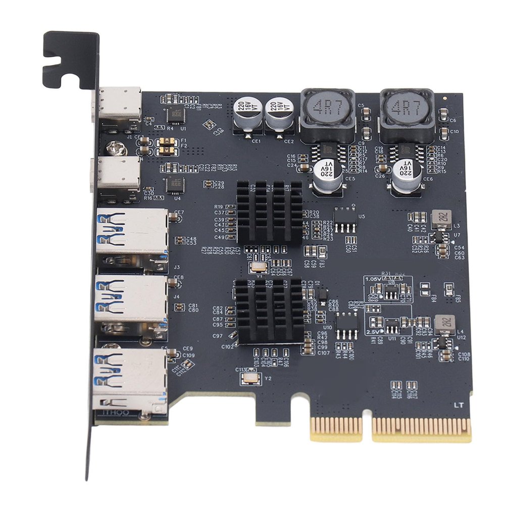 10Gbps USB 3.2 Expansion Card with 3 Type A, 2 Type C Ports, PCIe 4X for Computer Motherboard, Compatible with 10 11