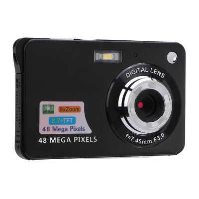 48MP Digital Camera, 4K 8X Zoom, 20 Filters, 2.7 Inch Screen, Anti Shaking, Rechargeable, Compact for Kids Students Vlogging, with High Resolution CMOS Sensor, Selfie Mode (Black)