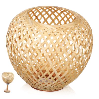 WHAMVOX Woven Ceiling Lamp Shade Handmade Rattan Light Fixture for Soft Lighting Room Bedroom and Dining Area Easy to Install Replacement Lampshade