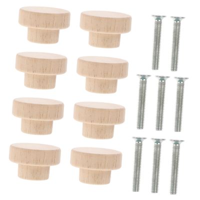 BUTIFULSIC 8pcs Wooden Round Pull Knobs for Cabinets Rubberwood Handles Multi-Functional Dresser Hardware for Furniture