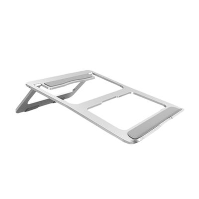 KICHOUSE Foldable Aluminum Alloy Laptop Stand Anti-Slip Hollowed Shelf for Desk Ergonomic Elevation Design for Improved Posture Compact and Portable Notebook Holder Silver