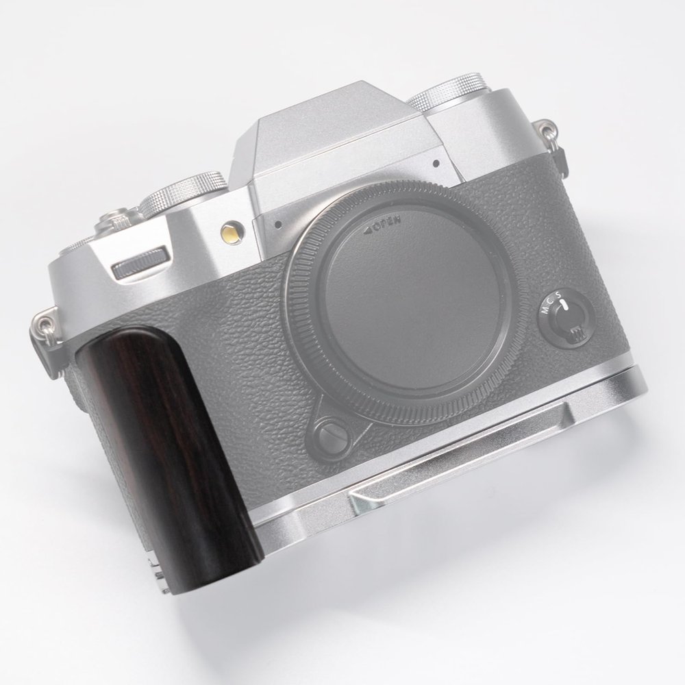 Iborrys L-Shaped Camera Handle Compatible with FUJIFILM X-T50 XT50 Camera Precious Vintage Solid Wood | Handcrafted by Experienced Artisans (African Blackwood Silver)