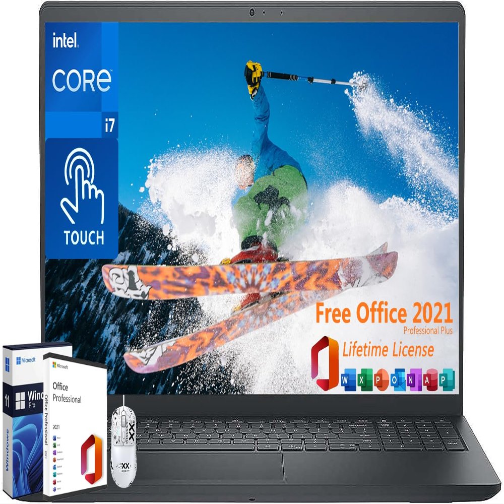 Dell Inspiron 15 3530 Touchscreen Laptop i7, 15.6 Inch FHD Laptop with Microsoft Office Lifetime License, 10 Cores Intel i7-1355U Up to 5.0GHz, 64GB RAM, 2TB SSD, Wi-Fi 6, Windows 11 Pro, Design Mouse