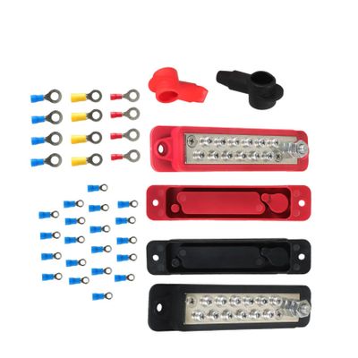 Silscvtt 12V 180A Busbar Distribution Block, Red and Black Busbar Bus Bar Power Distribution Block, Replacement for Car Golf Cart RV Boat