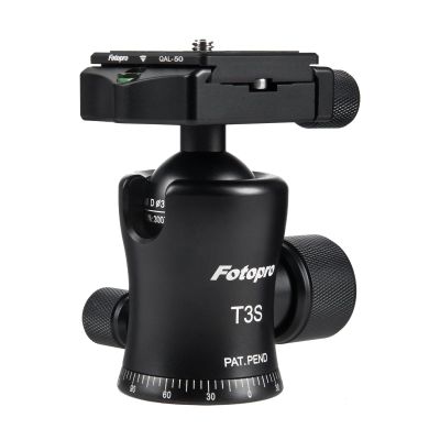 Fotopro Tripod Ball Head with Quick Release Plate, 33lbs Load Capacity, 360 Panoramic Rotation, Professional Aluminum Camera Mount for DSLR, Tripod, Monopod, Slider, T3S