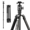 Fotopro 67" Carbon Fiber Camera Tripod with Dual Panoramic Ball Head, Detachable Monopod, Compact Lightweight Travel Tripod with QR Plate for 70-200 Lens, Max Load 12kg/26 lbs, X-Go Max E 2 view 1