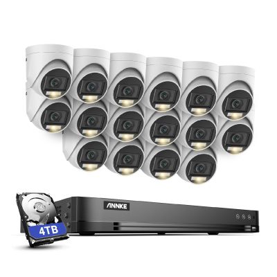 ANNKE 3K Security Camera System, 32 Channel 3K Lite AI DVR, 16x 3K/5MP Outdoor IP67 Waterproof CCTV Turret Cams with Smart Color Night Vision, Built-in Mic, AI Human/Vehicle Detection, 4TB Hard Drive