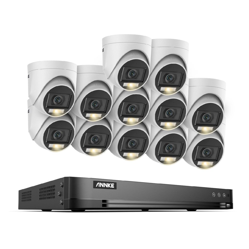 ANNKE 3K Security Camera System, 32 Channel 3K Lite AI DVR, 12x 3K/5MP Outdoor IP67 Waterproof CCTV Turret Cams with Smart Color Night Vision, Built-in Mic, AI Human/Vehicle Detection, NO Hard Drive
